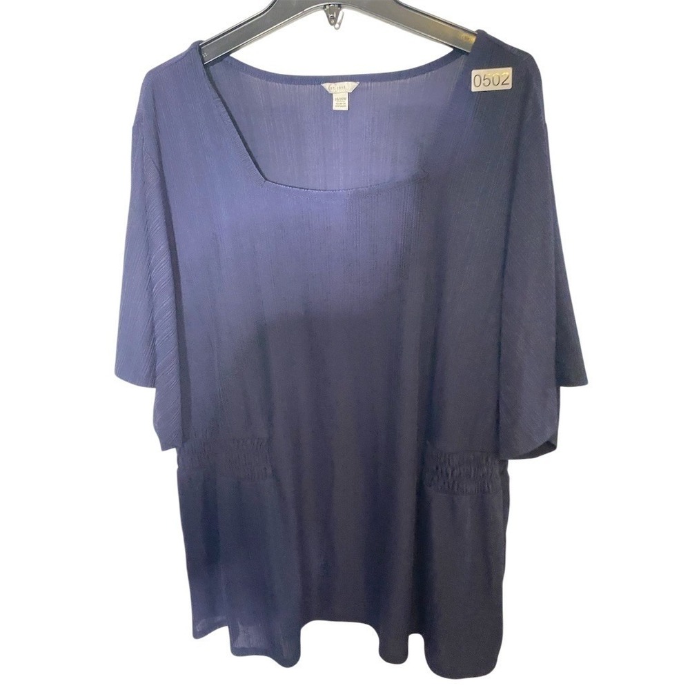 Cato Blouse‎ Womens 12/14W Blue Tunic Square Neck Dolman